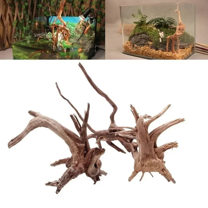 Natural Tree Trunk Driftwood Aquarium Fish Tank Cylinder Roots Plant Wood Decoration Ornament Accessory Aquarium Plants