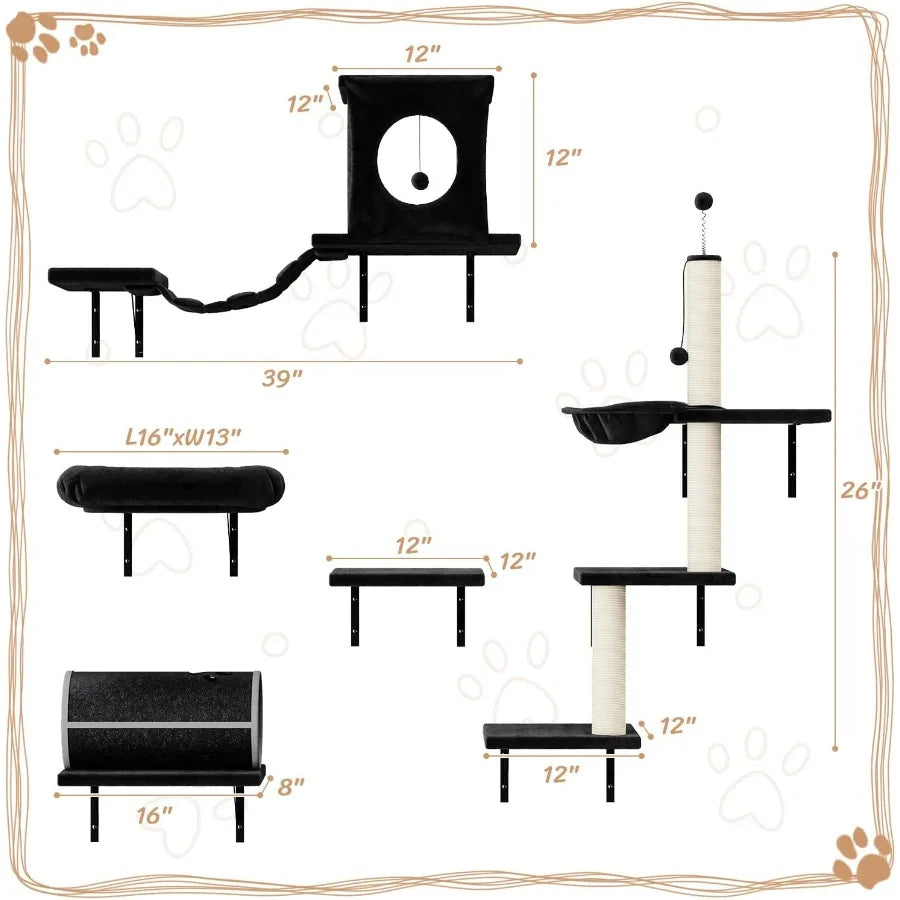 7-in-1 Wall Mounted Cat Climber Set