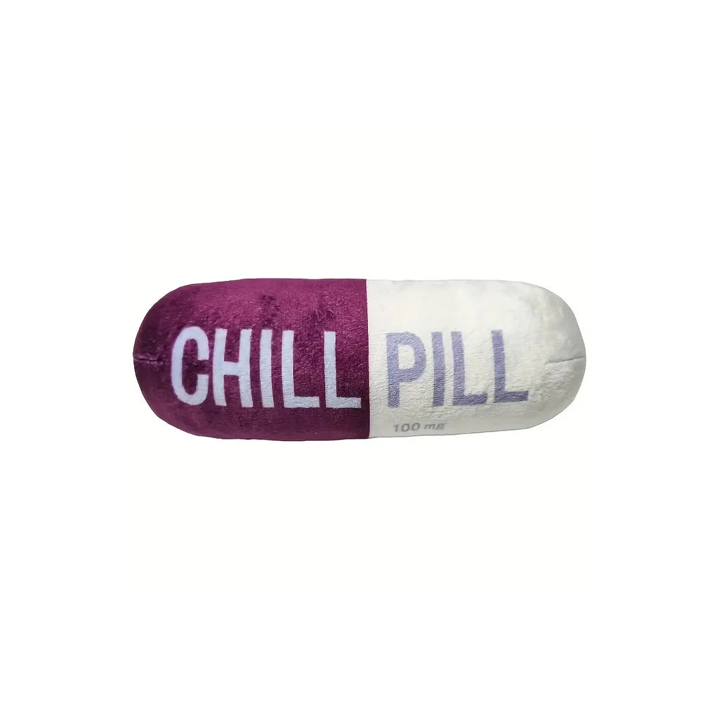 Interactive Plush Pill-Shaped Dog Toy with Squeaker