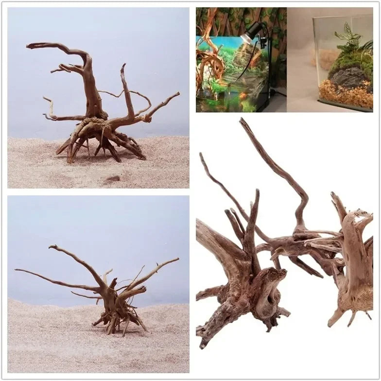 Natural Tree Trunk Driftwood Aquarium Fish Tank Cylinder Roots Plant Wood Decoration Ornament Accessory Aquarium Plants
