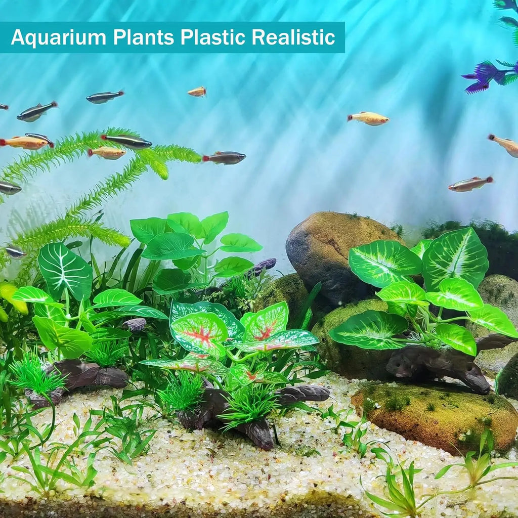 Silk Aquarium Plants for Fish Tank, Betta Fish Decor, Realistic Fake Plants for Reptile Terrarium, Turtle & Gecko Habitat