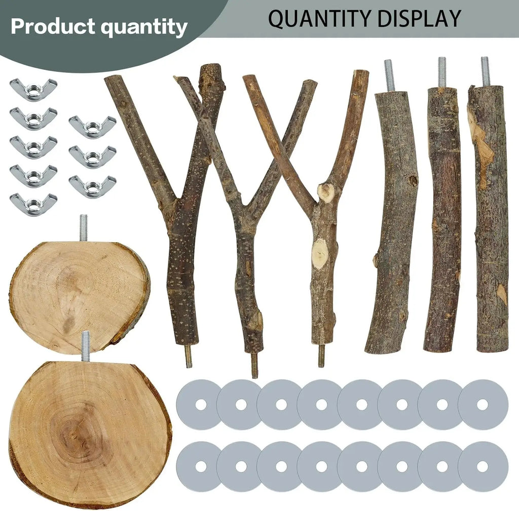 8PCS Natural Wood Bird Perches