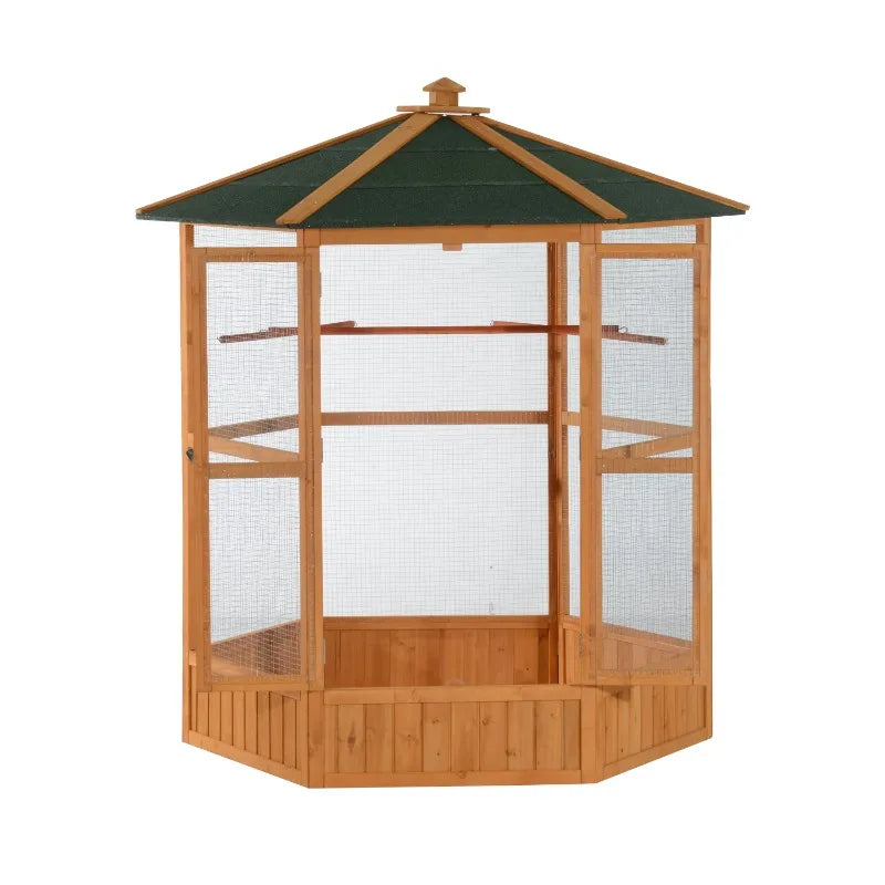 Hexagonal Outdoor Wooden Aviary