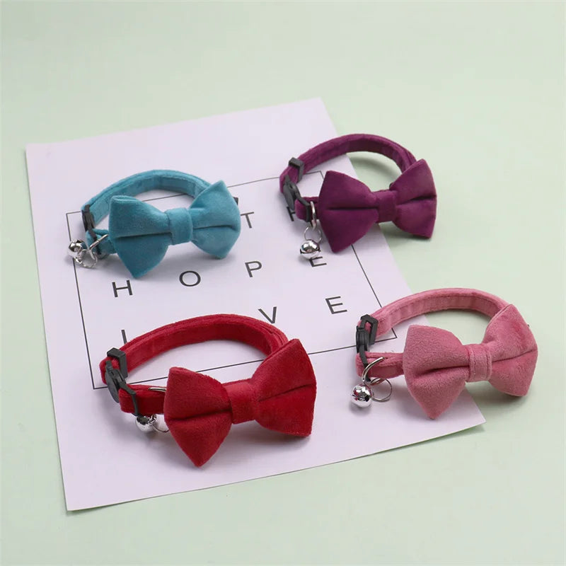 Velvet Collar Solid Color Bow Tie