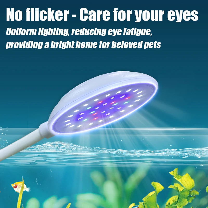 USB Fish Tank Small Clip Light Water Grass Light LED 3/5/7W Color Changing Adjustable Light Splash Proof Restore Natural Colors