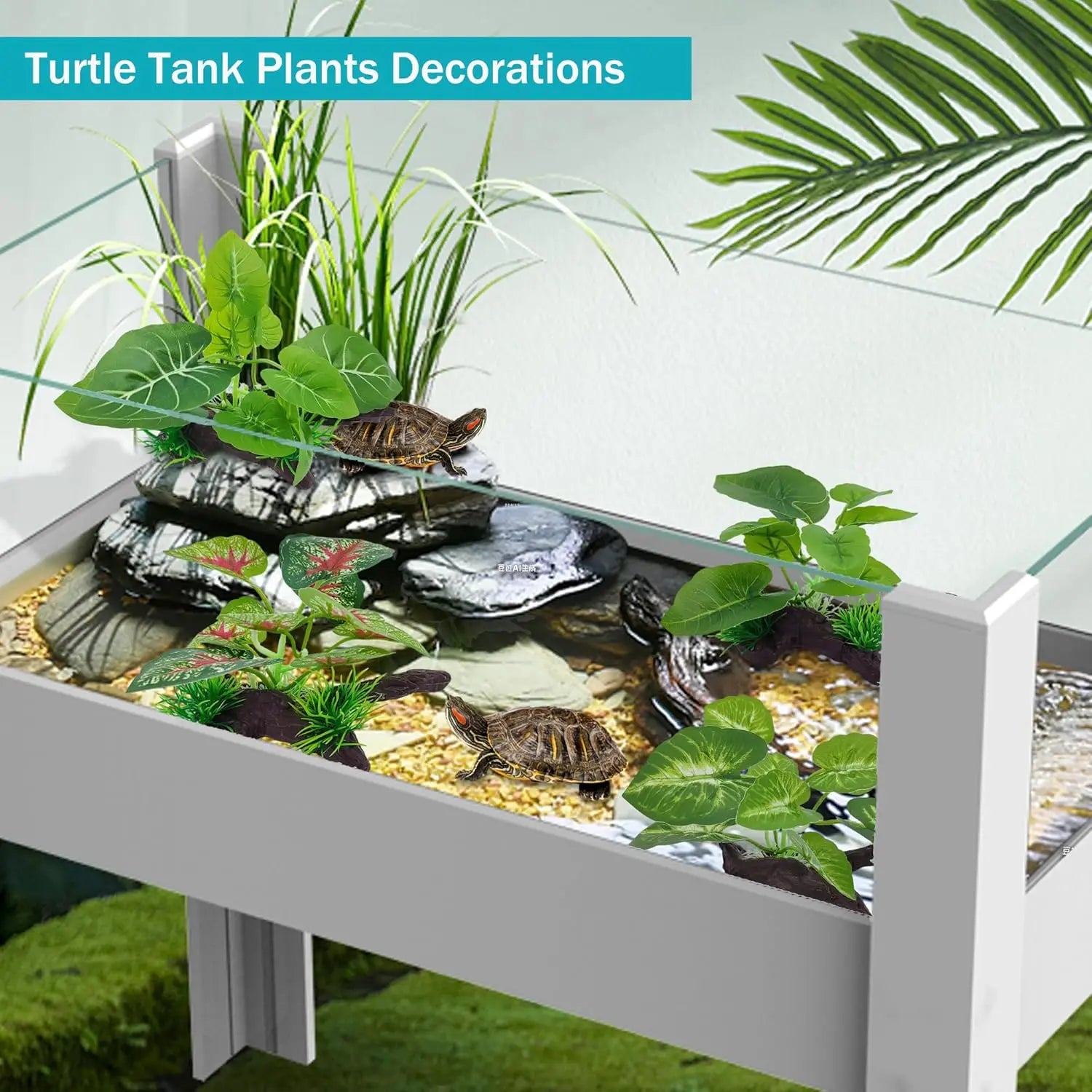 Silk Aquarium Plants for Fish Tank, Betta Fish Decor, Realistic Fake Plants for Reptile Terrarium, Turtle & Gecko Habitat