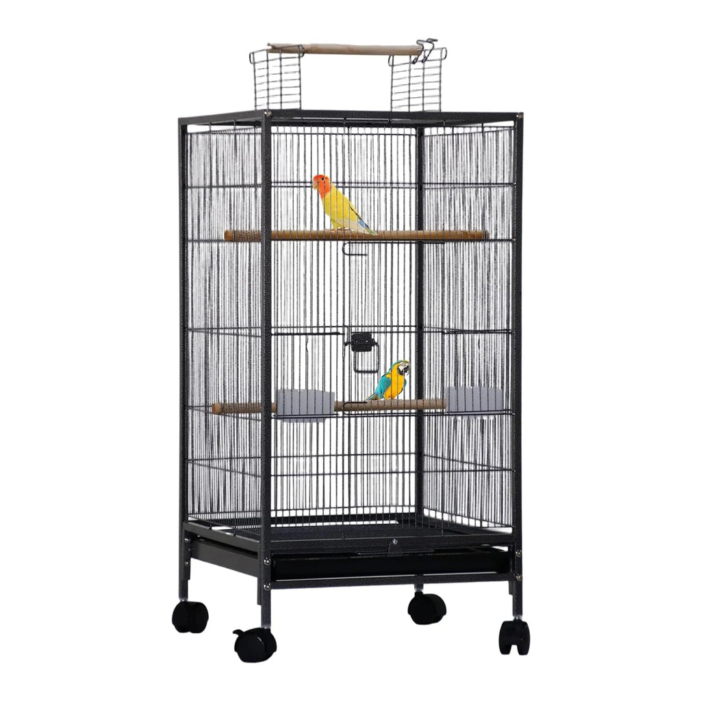 Open Top Bird Cage with Rolling Stand