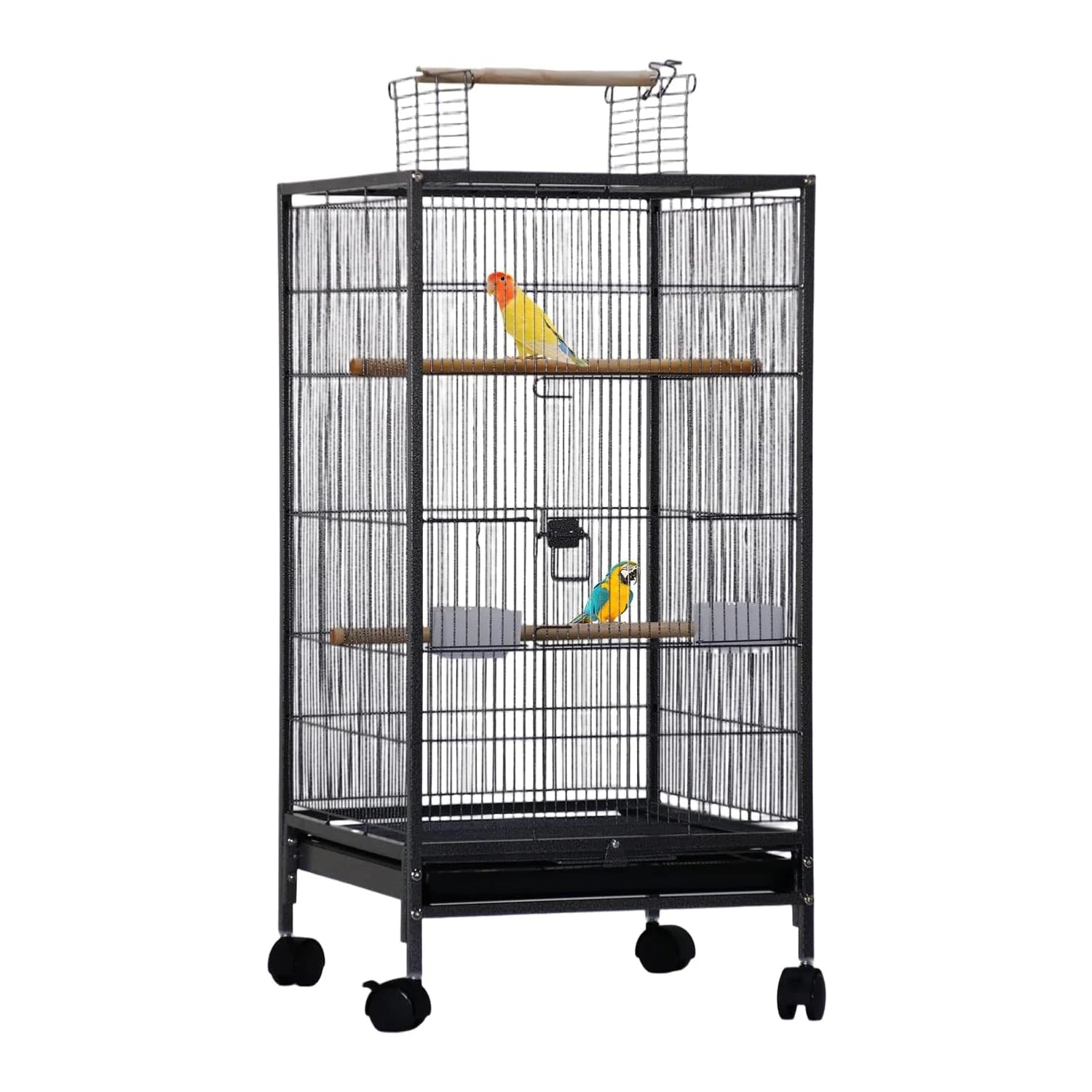 Open Top Bird Cage with Rolling Stand