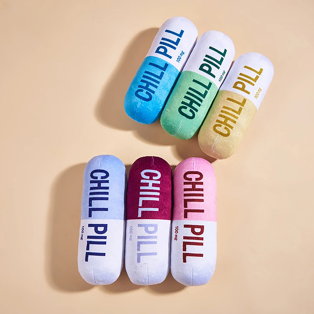 Interactive Plush Pill-Shaped Dog Toy with Squeaker