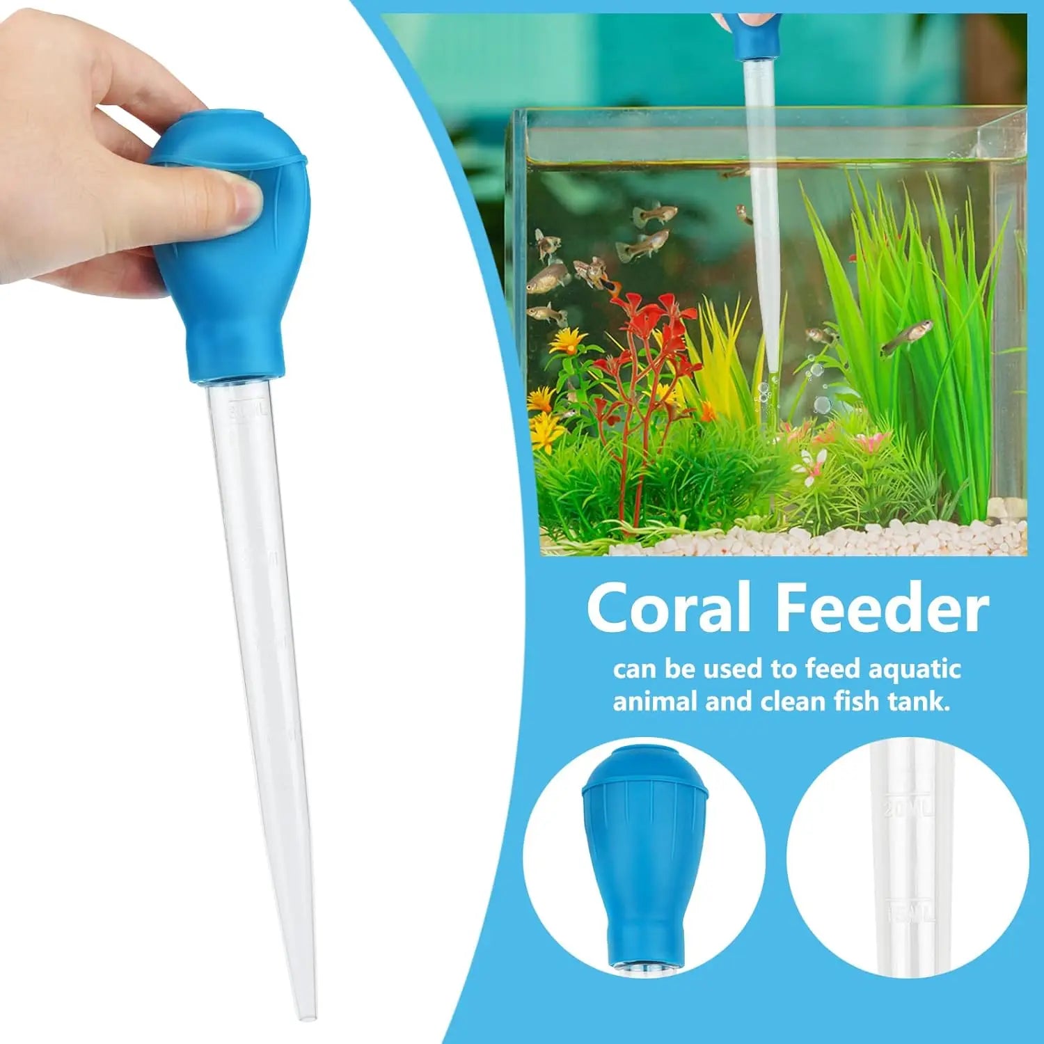 6-Piece Aquarium Cleaning Kit with Algae Scraper for Glass Tanks, Feeder Tools and Plant Cleaner