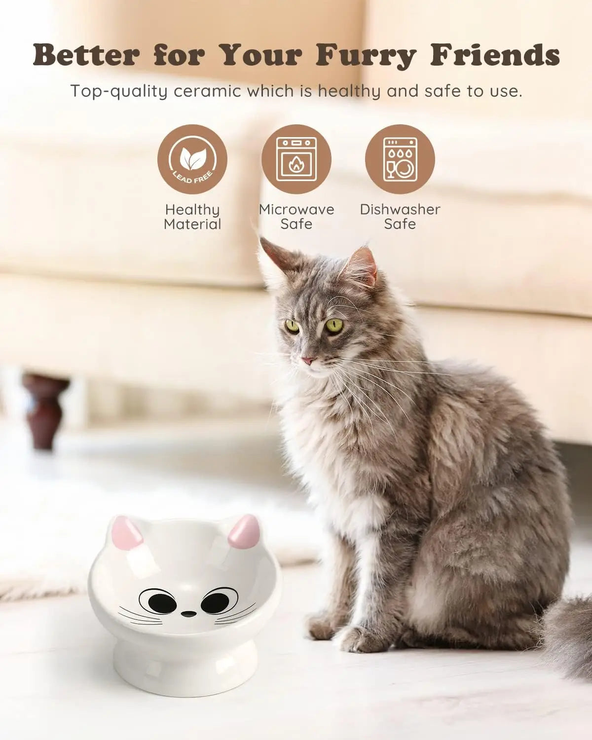 Ceramic Raised Cat Food Bowl