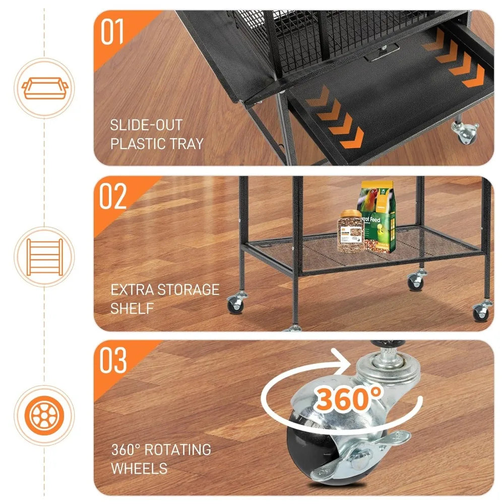 Wrought Iron Bird Cage with Playtop