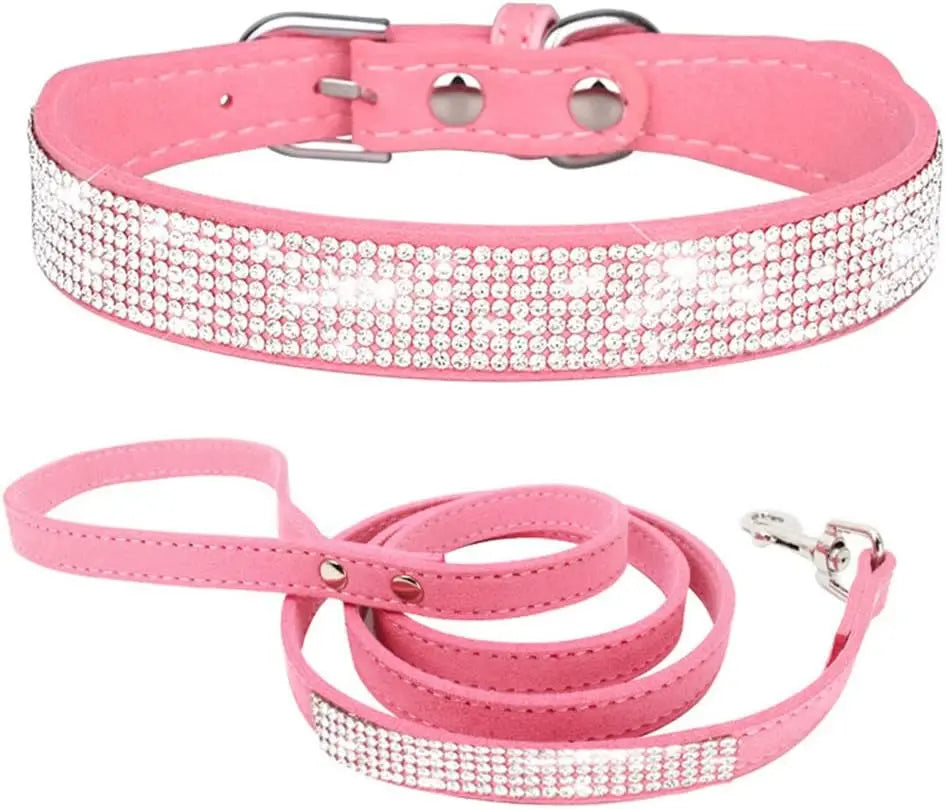 Rhinestone Collar and Leash Set