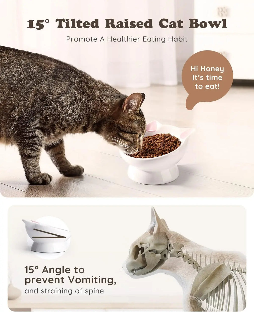 Ceramic Raised Cat Food Bowl