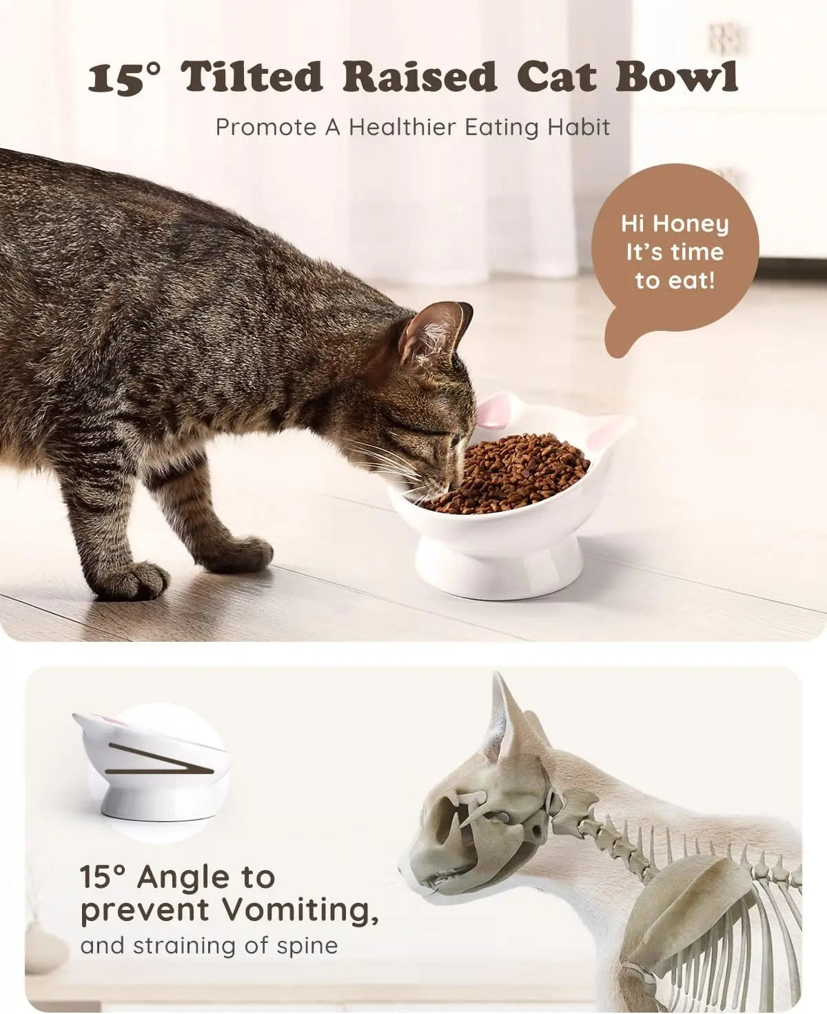 Ceramic Raised Cat Food Bowl