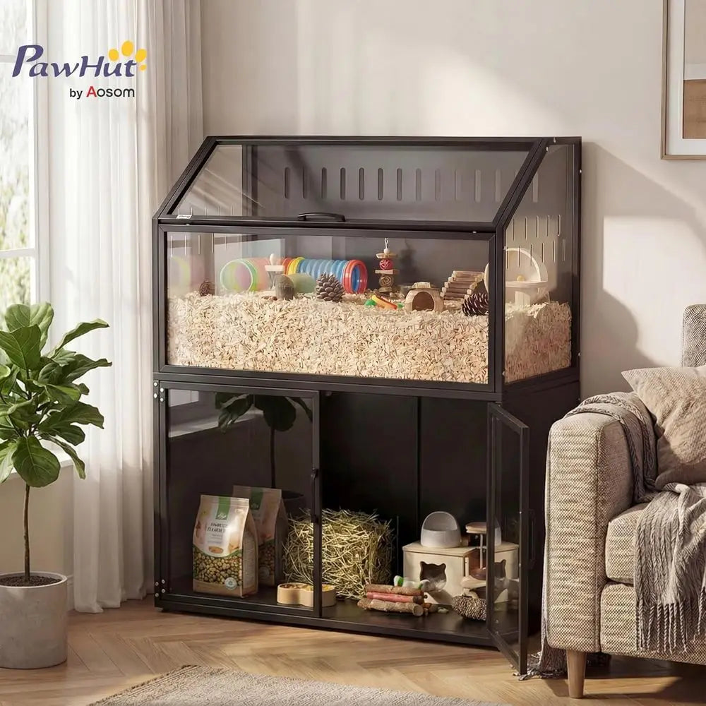 Animal Cage with Acrylic Panels and Openable Top