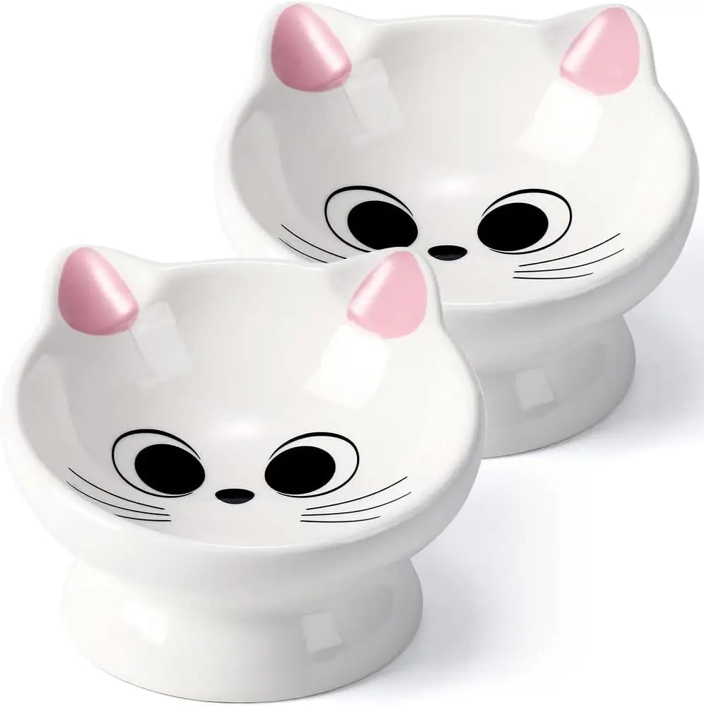 Ceramic Raised Cat Food Bowl