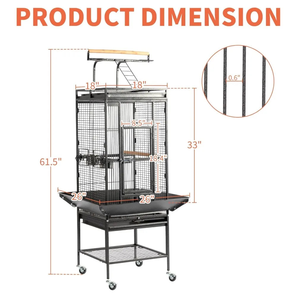 Wrought Iron Bird Cage with Playtop