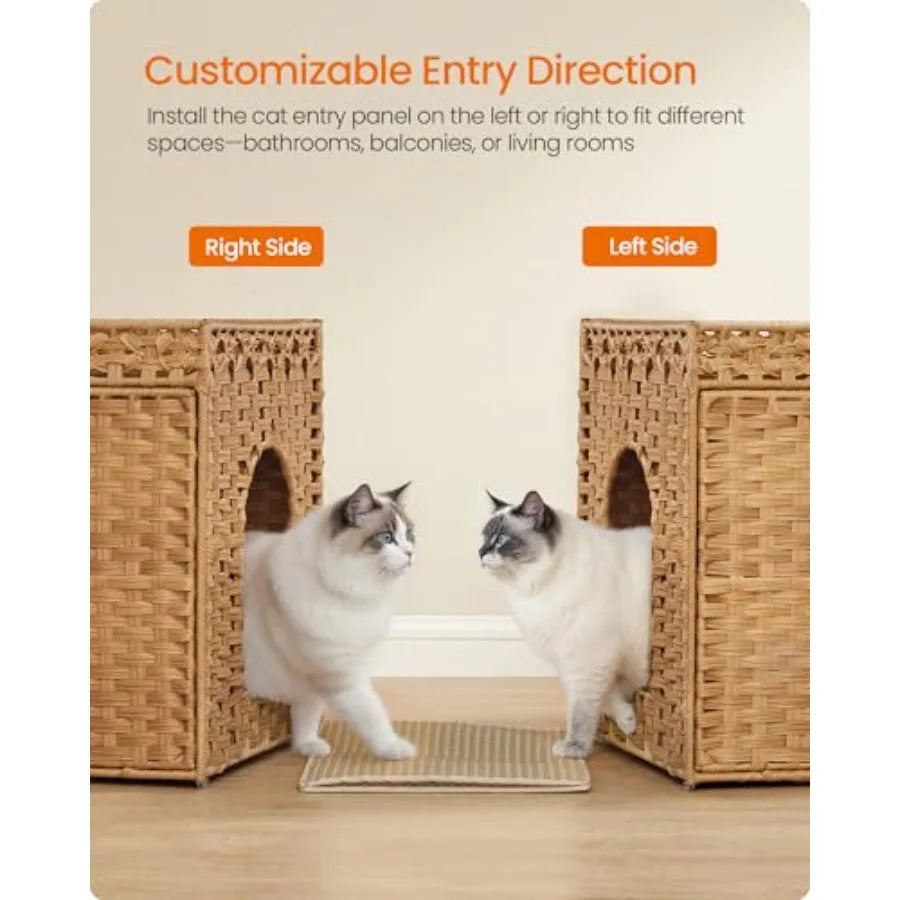 Handwoven Rattan Hidden Litter Box Furniture